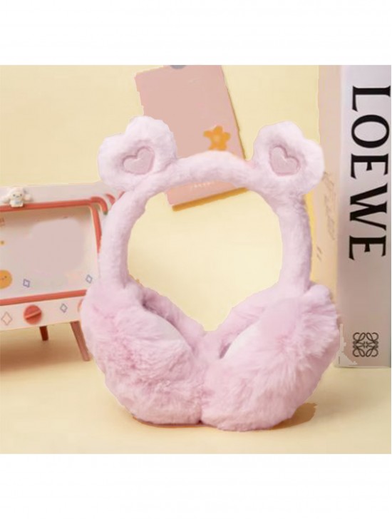 Solid Color Heart Plush Earmuff